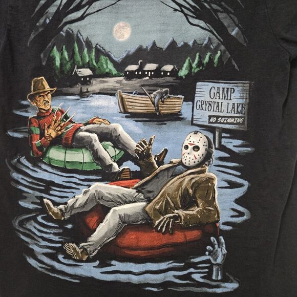 NWOT Nightmare On Elm Street T-Shirt Men's Medium Black Freddy and Jason Graphic - Picture 3 of 6